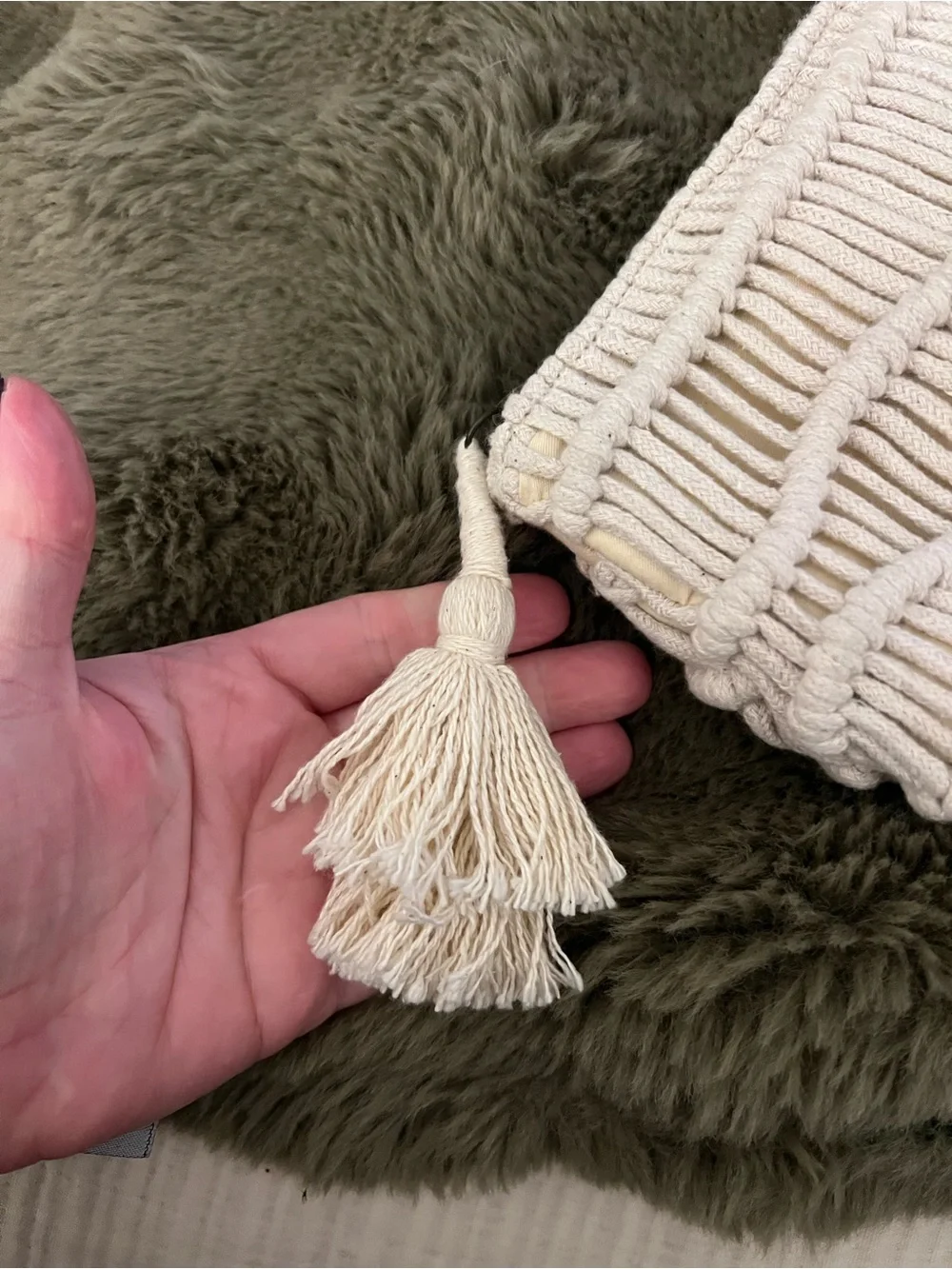 Universal Thread Macramé Tassel Pouch - Cream
